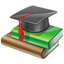 A mortar-board hat on top of two books