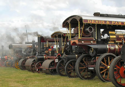 Steam engines in a line